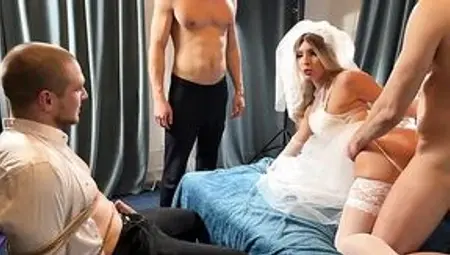 Cuck has to watch his wife's being fucked on their wedding night for his debt