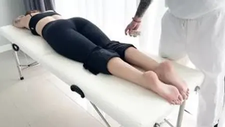Cute Teen Girl Came For Foot Massage With Oil But Was Fucked Hard In Throat And Tight Pussy