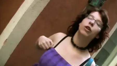Busty redhead girl nerd picked up and fucked