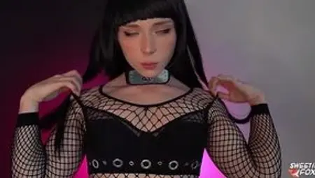 Hinata rides a monster dildo in sexy stockings