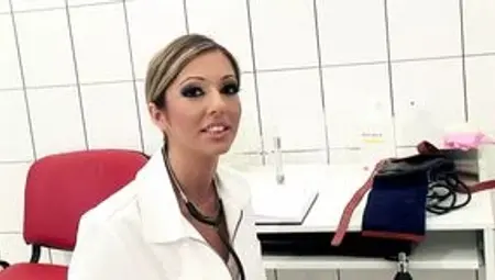 Nylon Nurse investigate patient with enema, speculum and