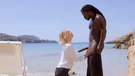 Mesmerizing Tiny Blonde Emily hops on monster black cock