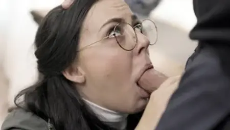 Whitney Wright in glasses is sucking the cock