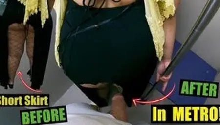 Secret Dick Stuck Under Dress in Subway | Unknown Man Petting Arabic Wife and She Liked!