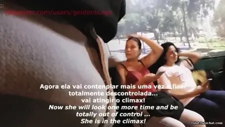 Horny girl looking my bulge and having strange orgasm