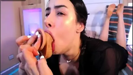 Veronica Garcia dildo throating in nightgown