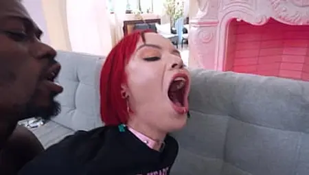 WET GANGBANG WITH DAP &amp_ FIRST DVP! Skinny cutie slut Queen Kimi gets her first double vaginal along with double anal and streams of urine in the throat from six big cocks EKS451