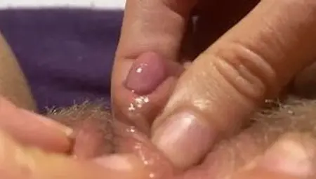 Intense clit play up close, explosive orgasm