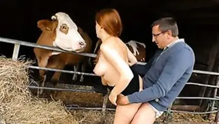 Just real village red haired slut works on farmer's dick in 69 position